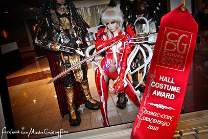 Filipina cosplay queen Alodia Gosiengfiao wins the Hall Costume Award at the 2010 San Diego Comic-Con for her Witchblade costume